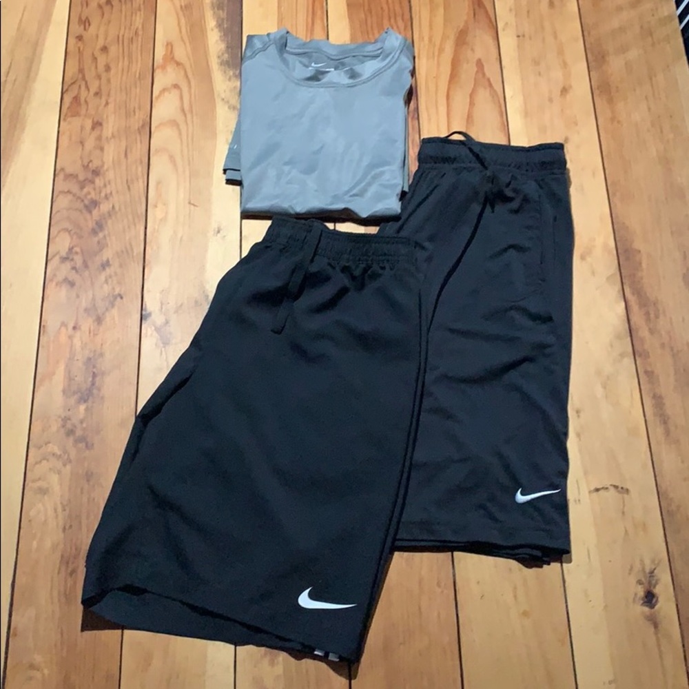 Bundle Deal Nike Dry Fit Gym Shorts (2) and shirt